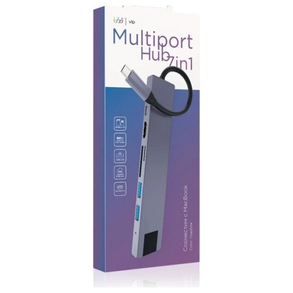 Стыковочная станция VLP USB-C Multiport Hub 7 в 1 графит | Фото 2 из 4