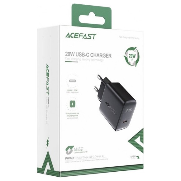 Зарядное устройство ACEFAST A1 20W USB-C Черный | Фото 1 из 2