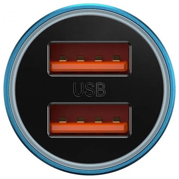 Автомобильное зарядное устройство Baseus Golden Contactor Max Dual Fast Charger U+U 60W Синий (CGJM000003) | Фото 4 из 6