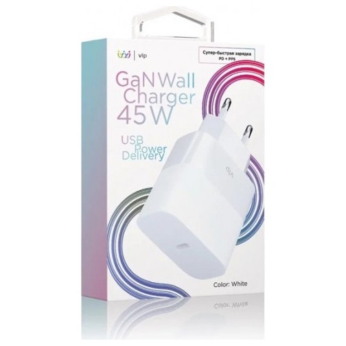 Сетевое зарядное устройство VLP GaN 45Вт USB-C PD PPS белый | Фото 3 из 4