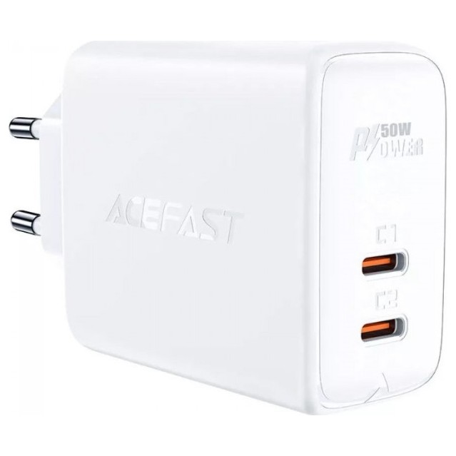 Зарядное устройство ACEFAST A29 50W GaN USB-C+USB-С Белый | Фото 1 из 2