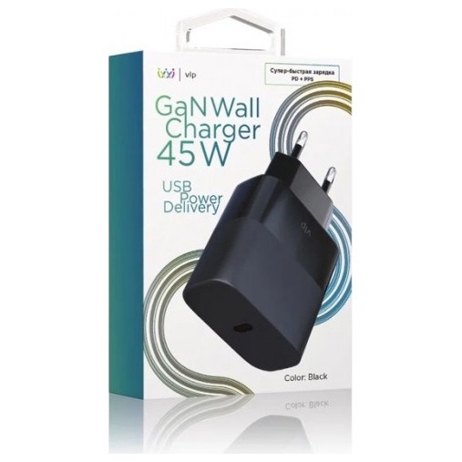 Сетевое зарядное устройство VLP GaN 45Вт USB-C PD PPS черный | Фото 2 из 4