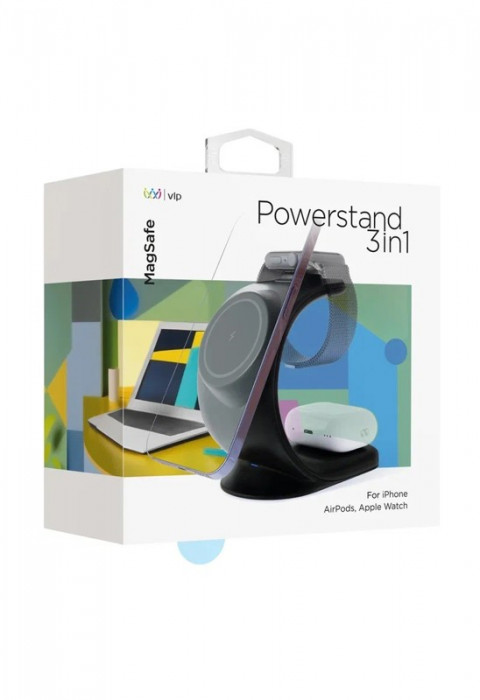 Беспроводное зарядное устройство VLP Powerstand 3in1 черное | Фото 4 из 5