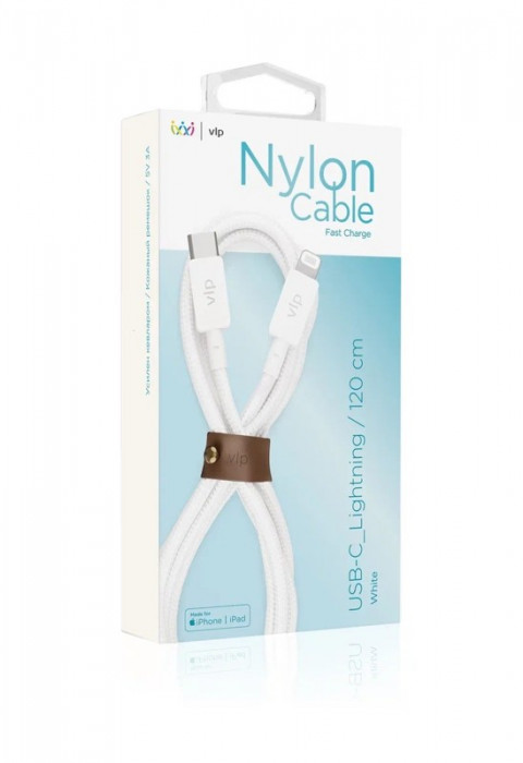 Кабель VLP Nylon Cable USB С - Lightning MFI 1.2м белый | Фото 2 из 4