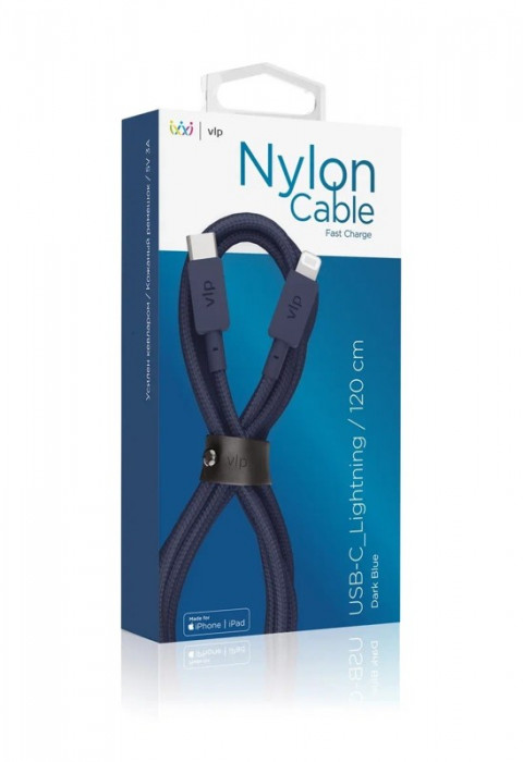 Кабель VLP Nylon Cable USB С - Lightning MFI 1.2м темно-синий | Фото 2 из 4