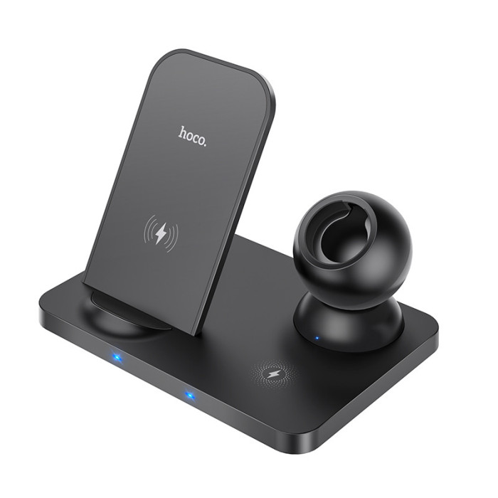 Беспроводное зарядное устройство HOCO CW33 Ultra-Charge 3-in-1, черный | Фото 2 из 2