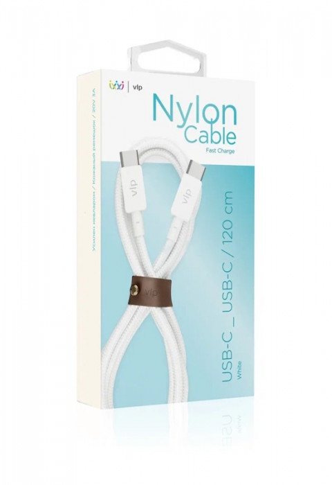 Кабель VLP Nylon Cable USB C - USB C 1.2м белый | Фото 2 из 7