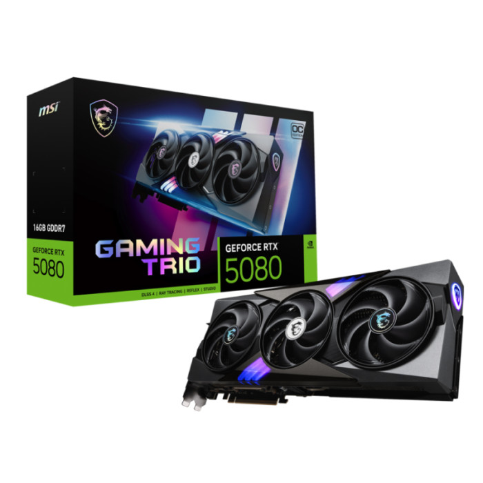 Видеокарта NVIDIA GeForce RTX 5080 MSI OC 16Gb (RTX 5080 16G GAMING TRIO OC)