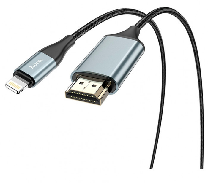 Кабель HOCO HDMI - Apple Lightning Iphone HOCO UA15 High-definition, 2м, full HD, серый | Фото 1 из 8