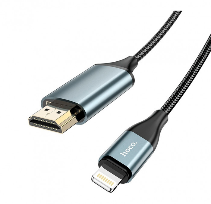 Кабель HOCO HDMI - Apple Lightning Iphone HOCO UA15 High-definition, 2м, full HD, серый | Фото 2 из 8