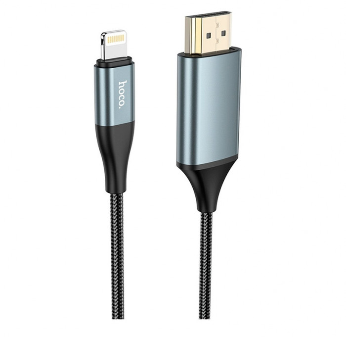 Кабель HOCO HDMI - Apple Lightning Iphone HOCO UA15 High-definition, 2м, full HD, серый | Фото 3 из 8