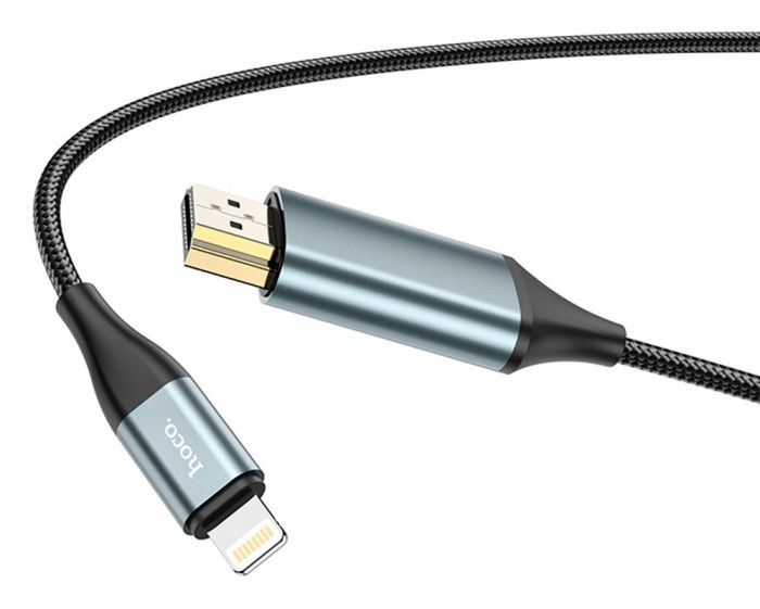 Кабель HOCO HDMI - Apple Lightning Iphone HOCO UA15 High-definition, 2м, full HD, серый | Фото 4 из 8