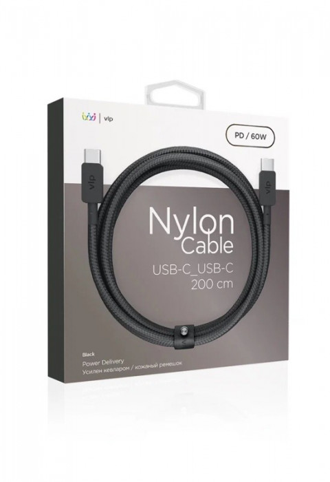 Кабель VLP Nylon Cable USB C - USB C 60W 2м черный | Фото 3 из 4