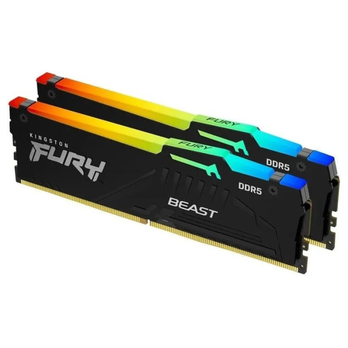 Оперативная память 32Gb DDR5 5600MHz Kingston Fury Beast Black RGB (KF556C40BBAK2-32) (2x16Gb KIT) | Фото 1 из 1