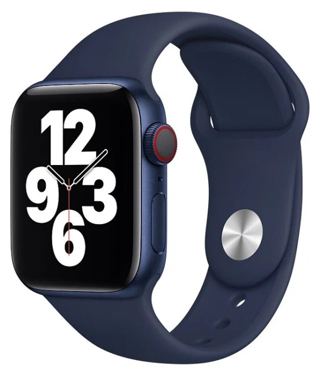 Спортивный ремешок Gurdini (силиконовый) Apple Watch 42mm/44mm Темно-синий (Midnight Blue)