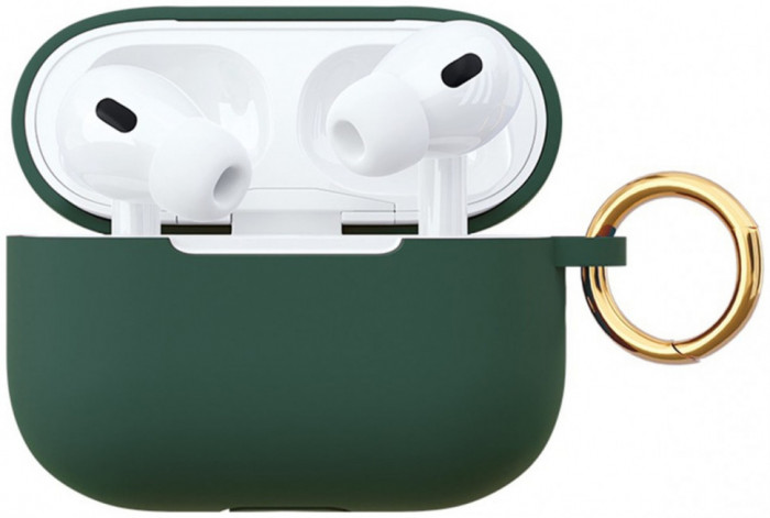 Чехол силиконовый VLP Soft Touch, с кольцом, для AirPods Pro 2 (2022), темно-зеленый | Фото 2 из 2