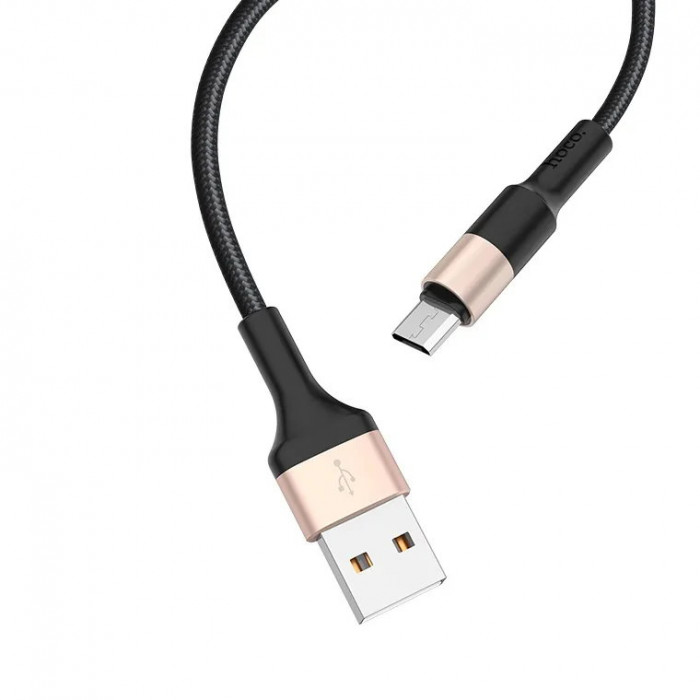 Кабель HOCO X26 Xpress USB - MicroUSB, 1м, нейлон Черный/Золотой | Фото 1 из 2