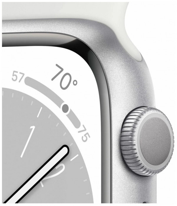 Умные часы Apple Watch Series 8 41mm GPS Silver Aluminum Case with Sport Band White | Фото 3 из 4