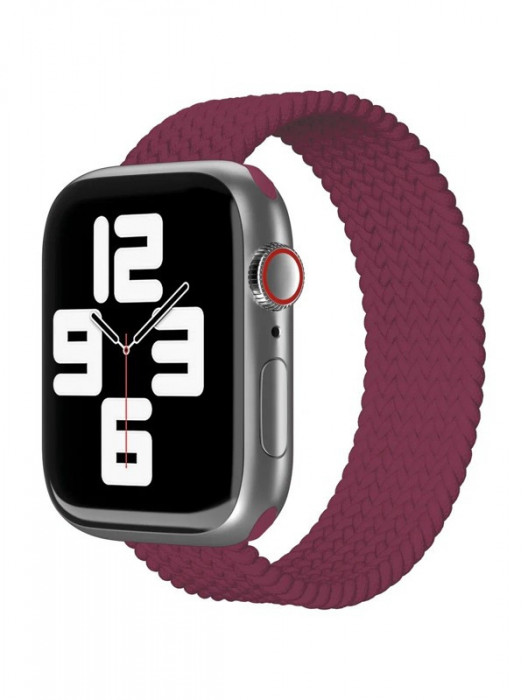 Ремешок нейлоновый плетёный VLP для Apple Watch 42/44/45 S/M марсала | Фото 4 из 4