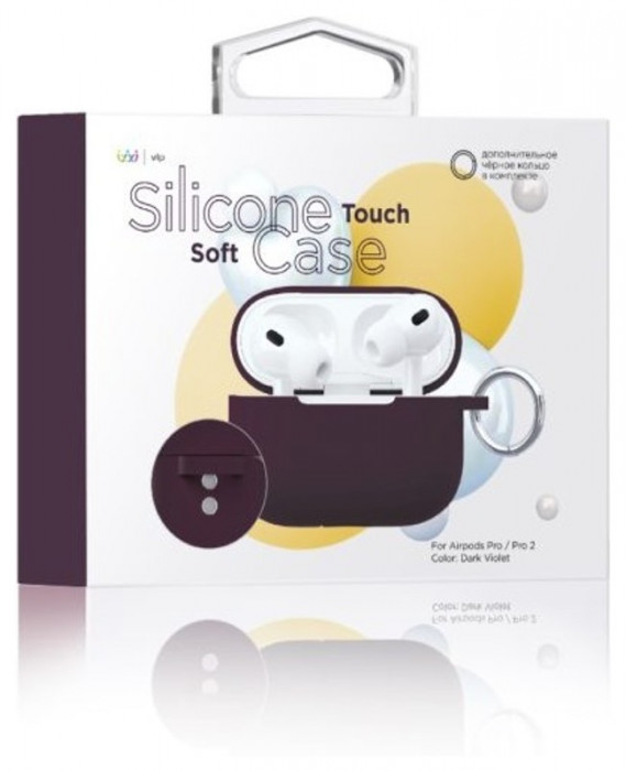 Чехол силиконовый VLP Soft Touch, с кольцом, для AirPods Pro 2 (2022), темно-фиолетовый | Фото 2 из 4