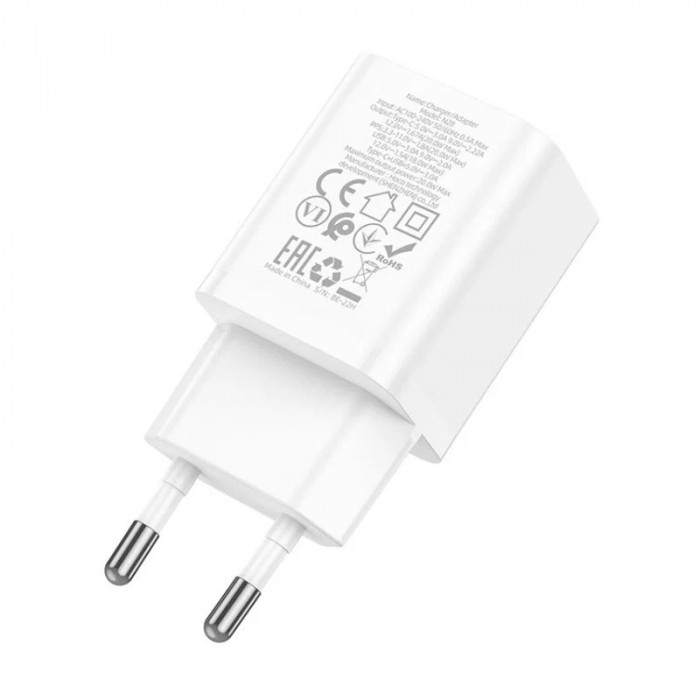 Зарядное устройство HOCO N28 USB-A USB-C 20W Белый | Фото 2 из 3