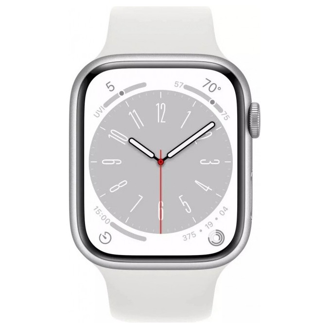 Умные часы Apple Watch Series 8 45mm GPS Silver Aluminum Case with Sport Band White | Фото 2 из 4