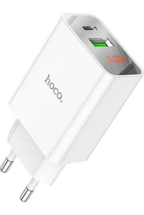 Зарядное устройство HOCO C100A PD20W + QC3.0 цифровой дисплей белая | Фото 9 из 9