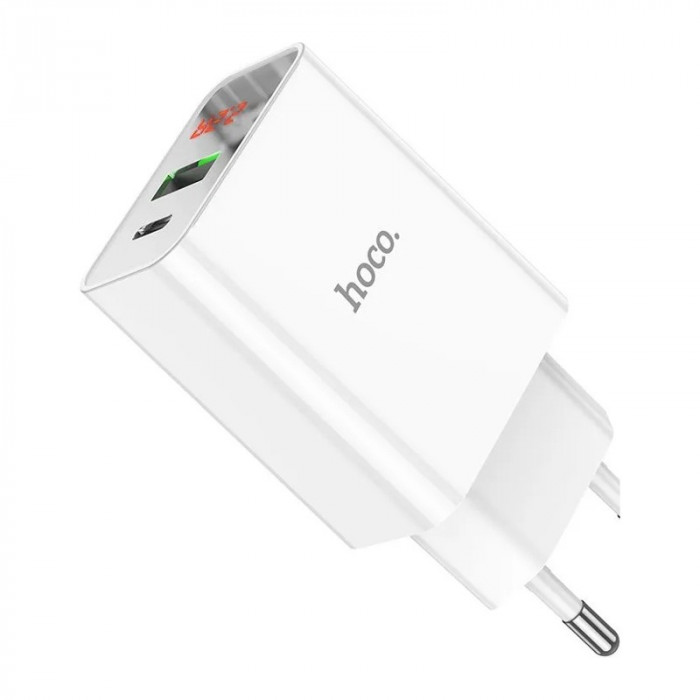 Зарядное устройство HOCO C100A PD20W + QC3.0 цифровой дисплей белая | Фото 3 из 9