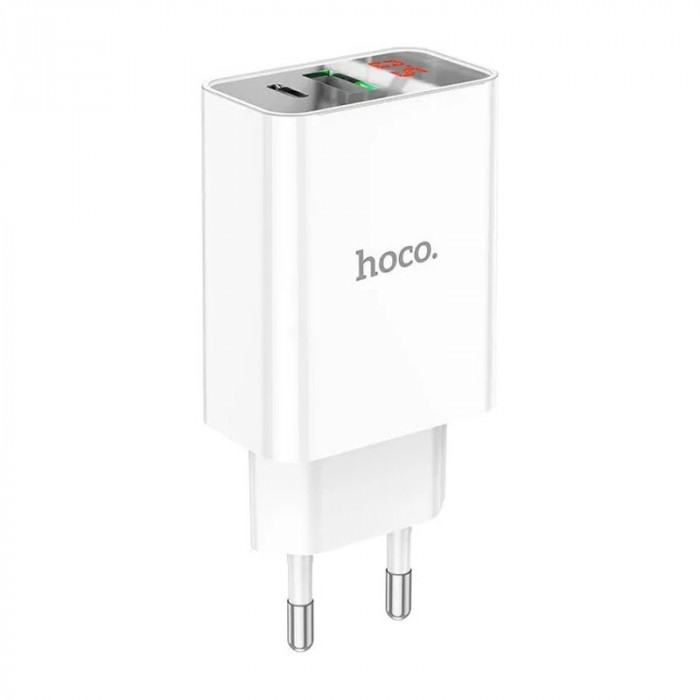 Зарядное устройство HOCO C100A PD20W + QC3.0 цифровой дисплей белая | Фото 7 из 9