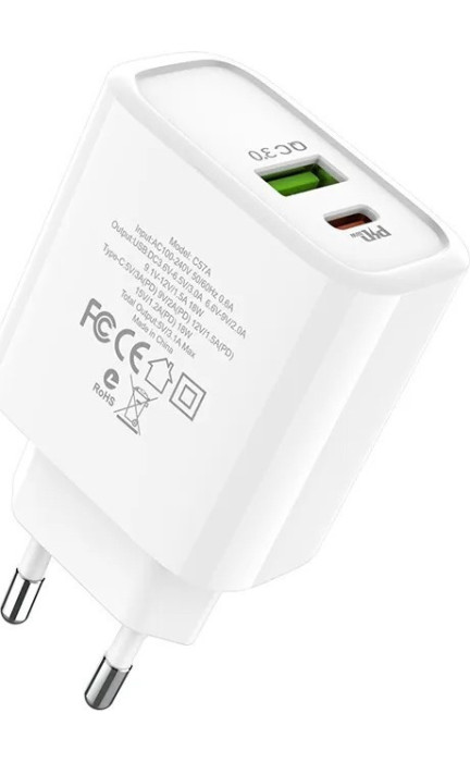 Зарядное устройство HOCO C57A Speed charger PD + QC3.0 белая | Фото 6 из 6