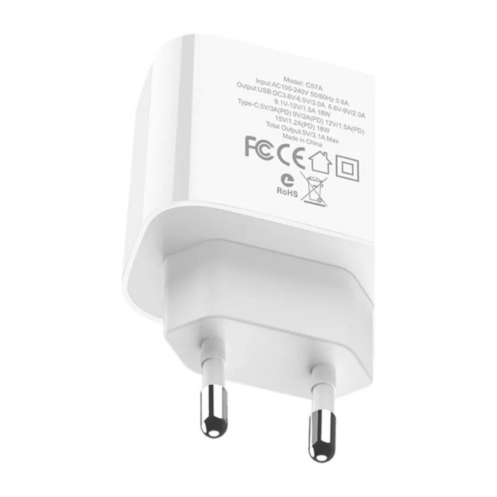 Зарядное устройство HOCO C57A Speed charger PD + QC3.0 белая | Фото 4 из 6