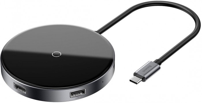 Беспроводная зарядная станция Baseus Circular Mirror Wireless Charger, темно-серый | Фото 1 из 2
