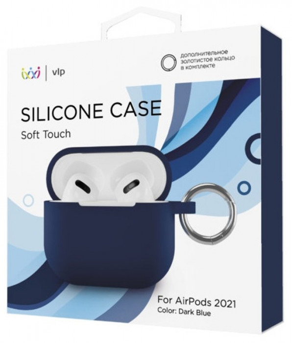 Чехол силиконовый VLP Soft Touch, с кольцом, для AirPods (3rd generation), темно-синий | Фото 2 из 3