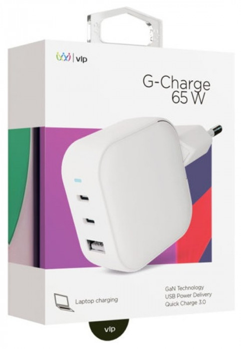 Сетевое зарядное устройство VLP G-Charge 65Вт 2USB-C+USB-A PD QC белый | Фото 3 из 7