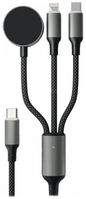 Кабель VLP Dragon Cable 3 in 1 USB C-USB-C+Lightning+Watch, 1.2м, черный | Фото 1 из 2