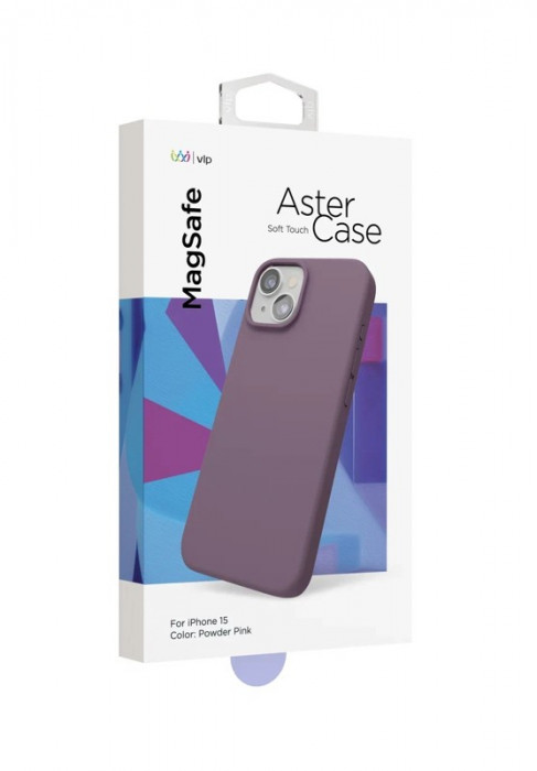 Чехол защитный VLP Aster Case с MagSafe для iPhone 15 пудровый | Фото 2 из 4