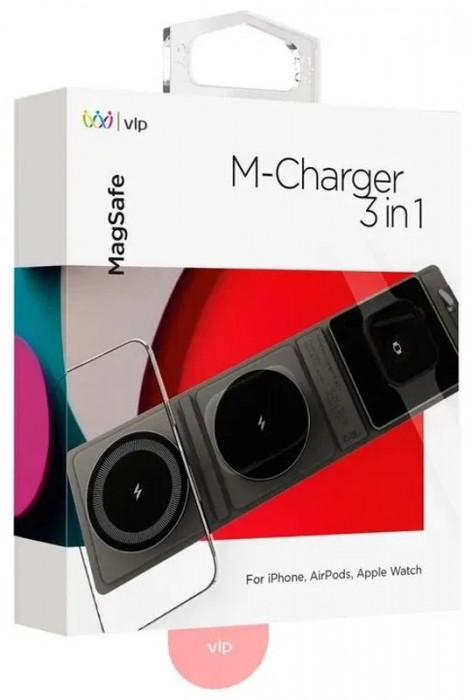 Беспроводное зарядное устройство VLP M-Charger для iPhone, AirPods, Apple Watch черное | Фото 1 из 3