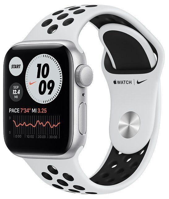 Умные часы Apple Watch SE GPS 40mm Aluminum Case with Nike Sport Band Серебристый/чистая платина/черный | Фото 1 из 4