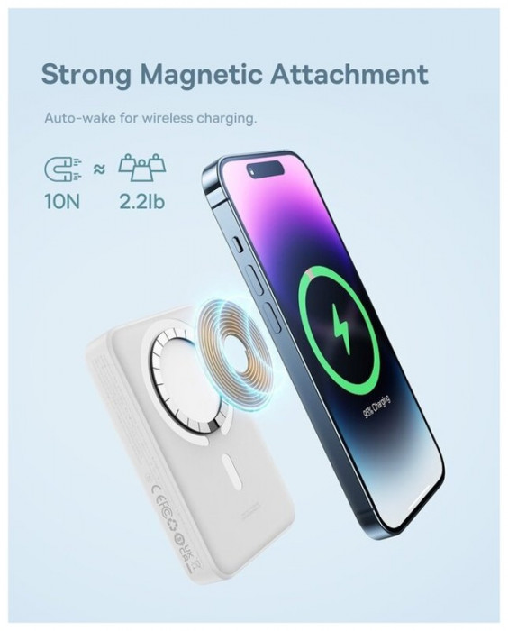 Внешний аккумулятор Baseus Magnetic Mini Wireless Fast Charge Power Bank 10000mAh 30w (PPCX110002) | Фото 3 из 10