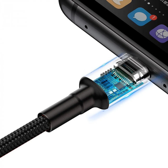 Кабель Baseus Cafule HW Quick Charging USB for Type-C 40W Черный (CATKLF-PG1) | Фото 5 из 6