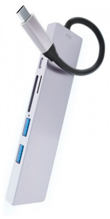 Стыковочная станция VLP USB-C Multiport Hub 6 в 1 VLP серебристый | Фото 1 из 4