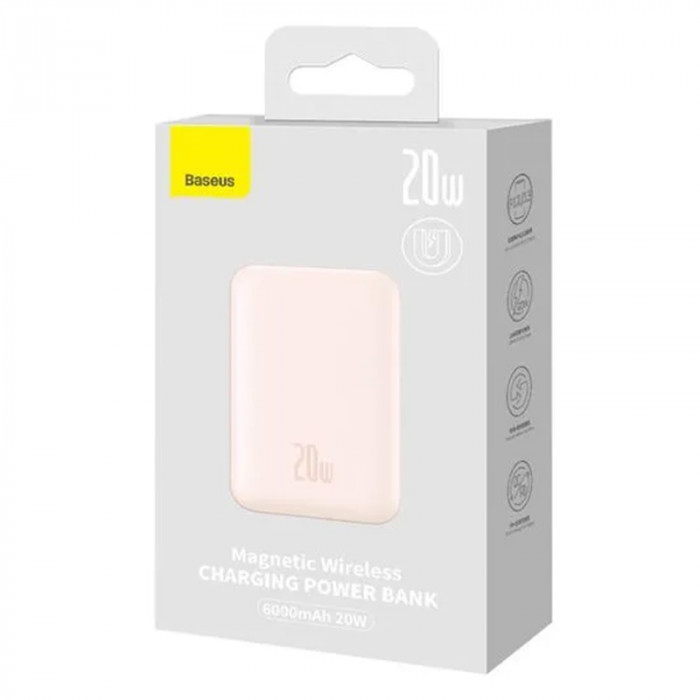 Внешний аккумулятор Baseus Power Bank MagSafe 6000mAh 20W Розовый (PPCX020004) | Фото 2 из 7