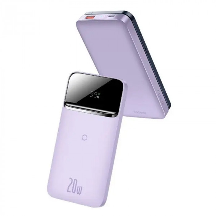 Внешний аккумулятор Baseus Magnetic Wireless Quick 10000 mAh Сиреневый (PPCX010105) | Фото 2 из 5