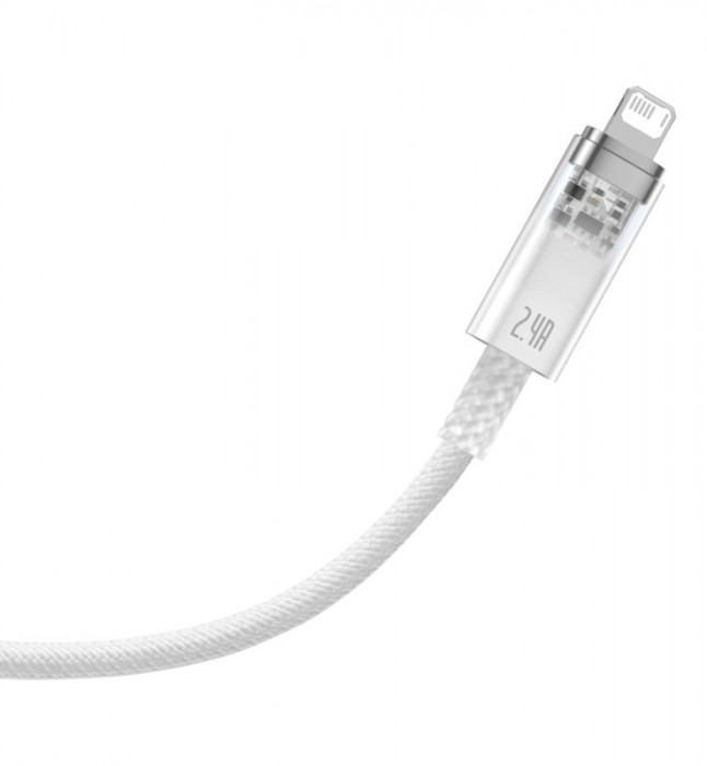 Кабель Baseus Explorer Series Fast Charging Cable with Smart Temperature Control USB to Apple Lightning 2.4A 1m (CATS010002) Белый | Фото 4 из 6