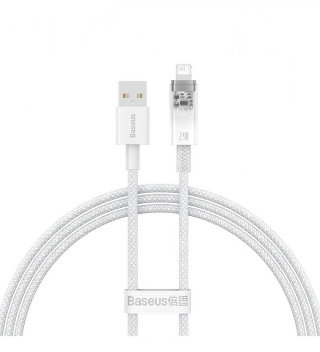 Кабель Baseus Explorer Series Fast Charging Cable with Smart Temperature Control USB to Apple Lightning 2.4A 1m (CATS010002) Белый | Фото 1 из 6