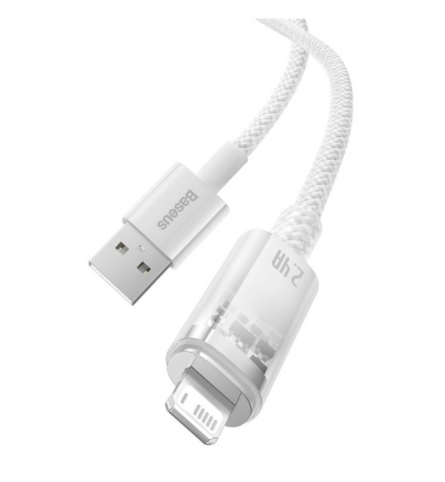 Кабель Baseus Explorer Series Fast Charging Cable with Smart Temperature Control USB to Apple Lightning 2.4A 1m (CATS010002) Белый | Фото 5 из 6