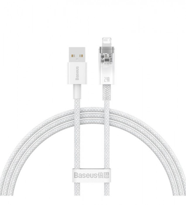 Кабель Baseus Explorer Series Fast Charging Cable with Smart Temperature Control USB to Apple Lightning 2.4A 1m (CATS010002) Белый | Фото 6 из 6