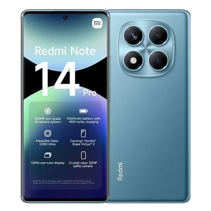 Смартфон Xiaomi Redmi Note 14 Pro 8/256GB Синий (Ocean Blue) | Фото 1 из 3