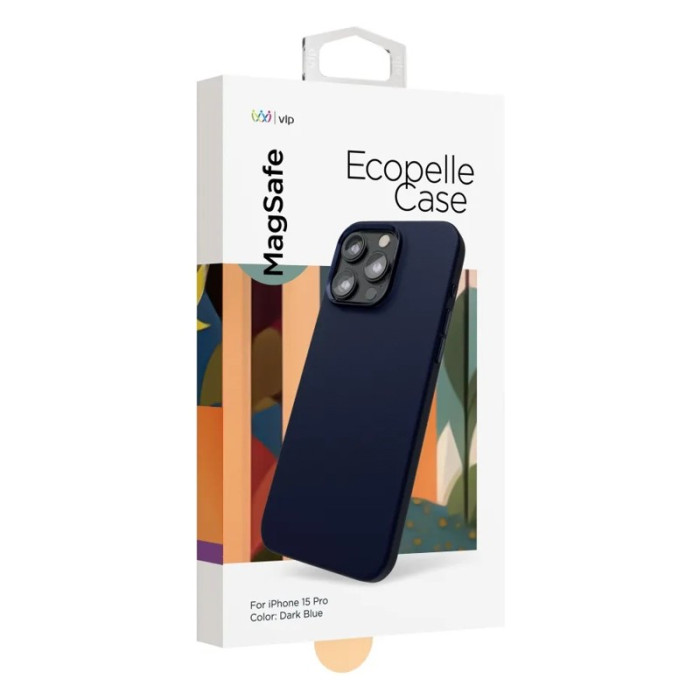 Чехол защитный VLP Ecopelle Case c MagSafe для iPhone 15 Pгo Темно-синий | Фото 3 из 3