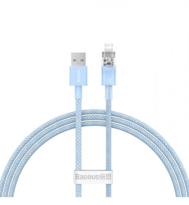 Кабель Baseus Explorer Series Fast Charging Cable with Smart Temperature Control USB to Apple Lightning 2.4A 1m (CATS010003) Голубой | Фото 1 из 2